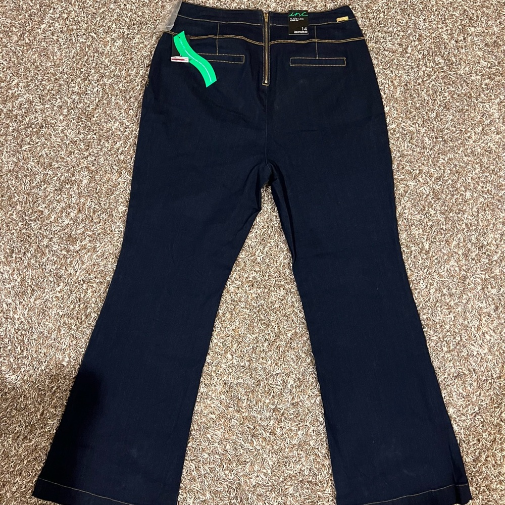 INC International Concepts Dark Denim Flare Wide Leg Jeans